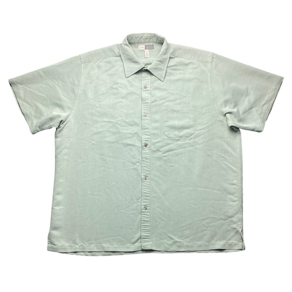 Joseph Abboud Shirt Mens XXL Mint Green Short Sleeve Button Down Textured Rayon